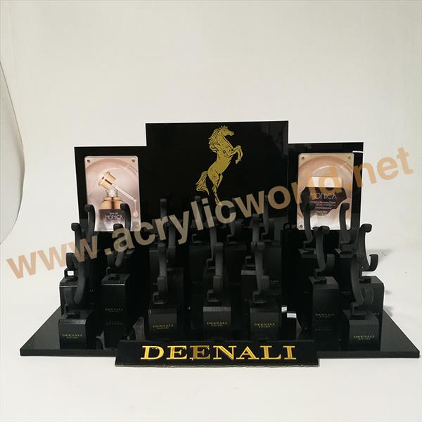 wooden wrist watch display stand with adversting plate