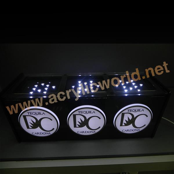 liquor display wine holder wiht led light for 3 bottles