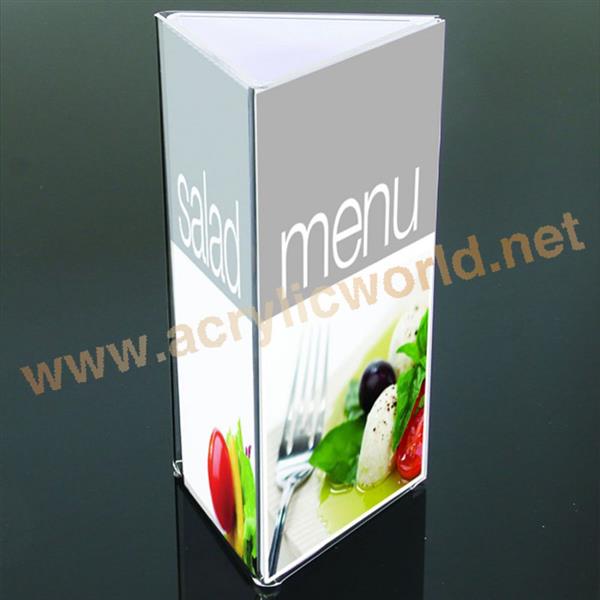 triangle drink menu holder 