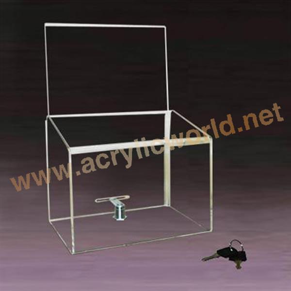 transparent acrylic donation box with lock